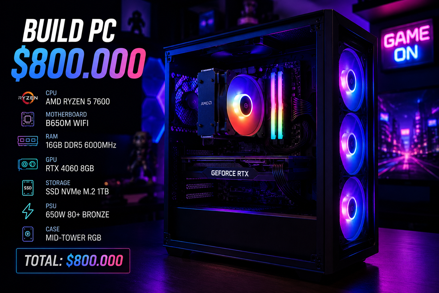Armado de PC gamer entrada 2026 en Argentina: build completa por $800.000