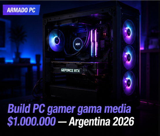 Armado de PC gamer gama media en Argentina 2026: build completa por $1.000.000