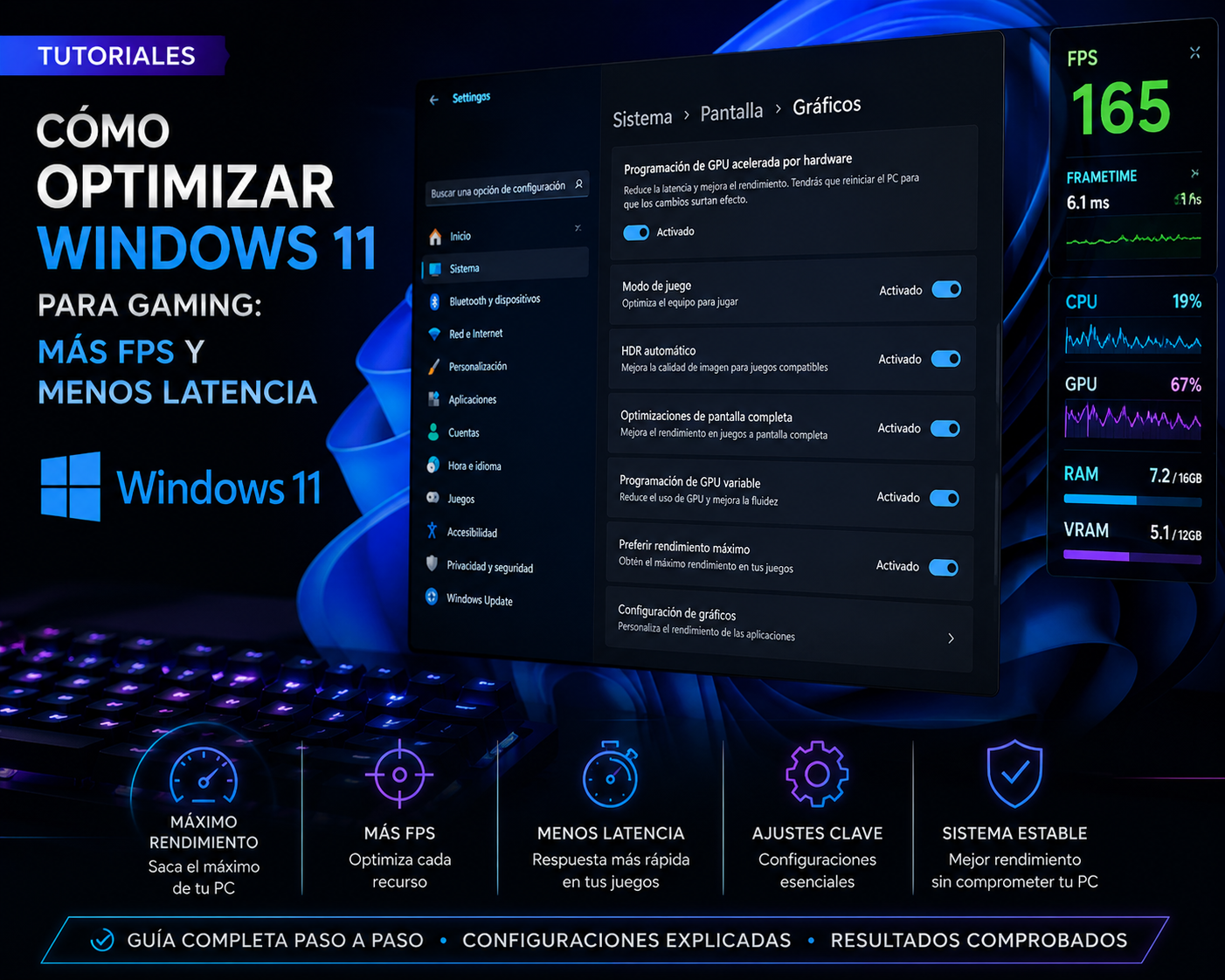 Cómo optimizar Windows 11 para gaming: más FPS y menos latencia paso a paso