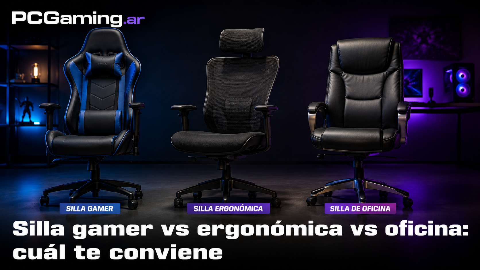 Silla gamer vs ergonómica vs de oficina: cuál te conviene según cuántas horas la usás