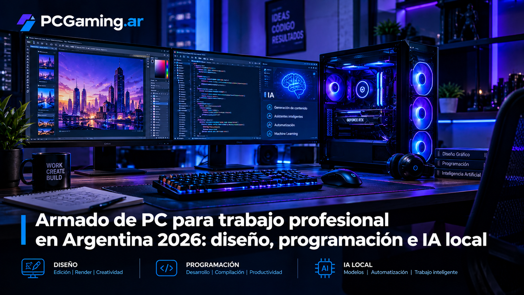 Armado de PC para trabajo profesional en Argentina 2026: diseño, programación e IA local