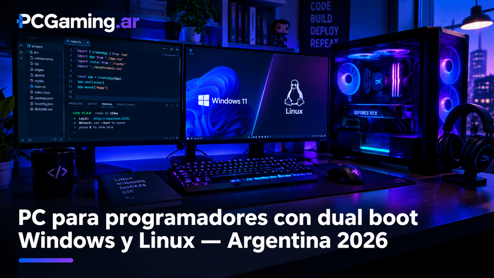Armado de PC para programadores en Argentina 2026: dual boot Windows y Linux sin comprometer gaming