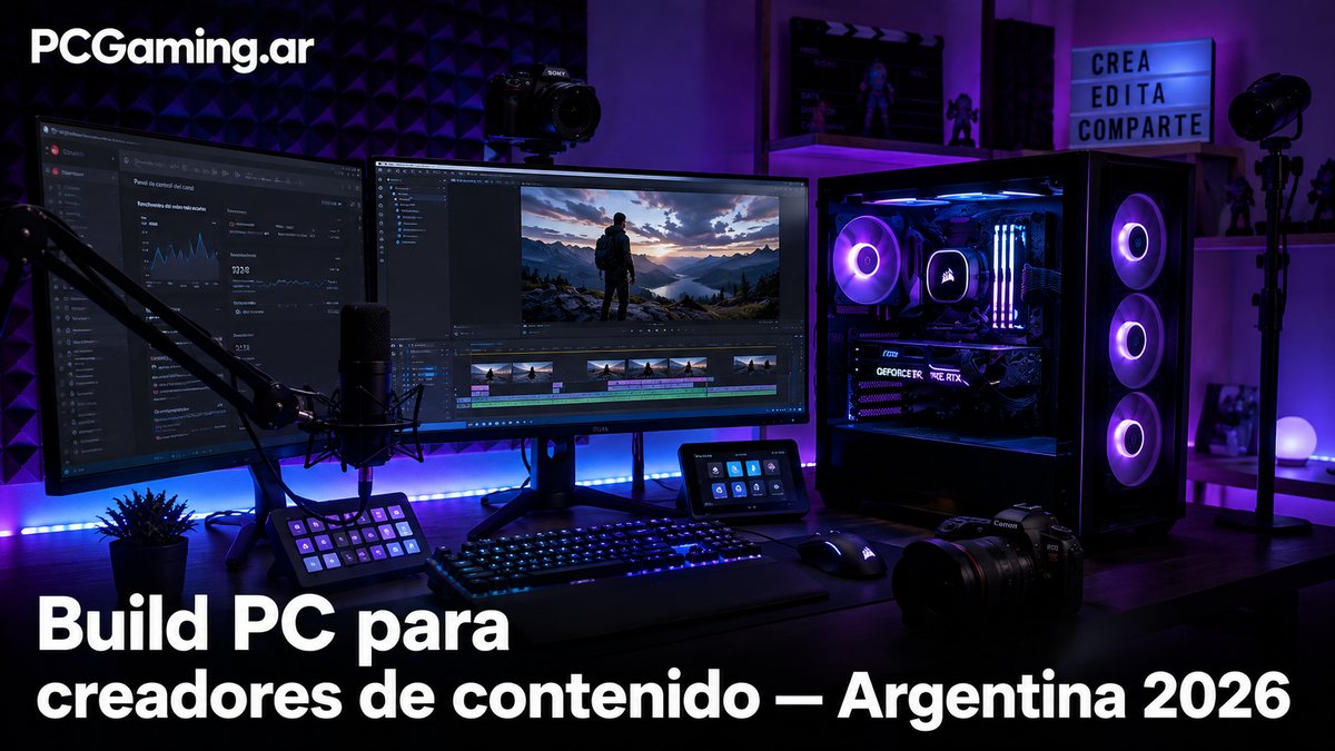 Armado de PC para creadores de contenido en Argentina 2026: edición, streaming y diseño en un solo equipo