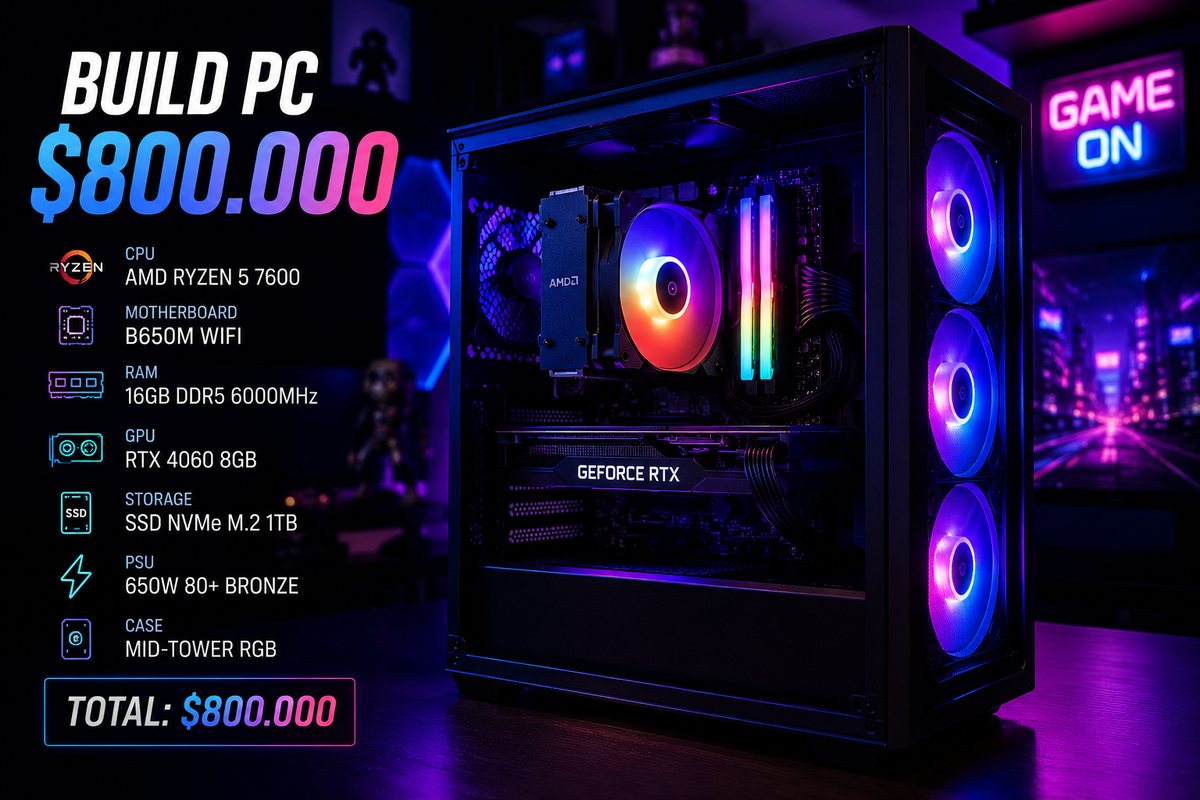Armado de PC gamer entrada 2026 en Argentina: build completa por $800.000