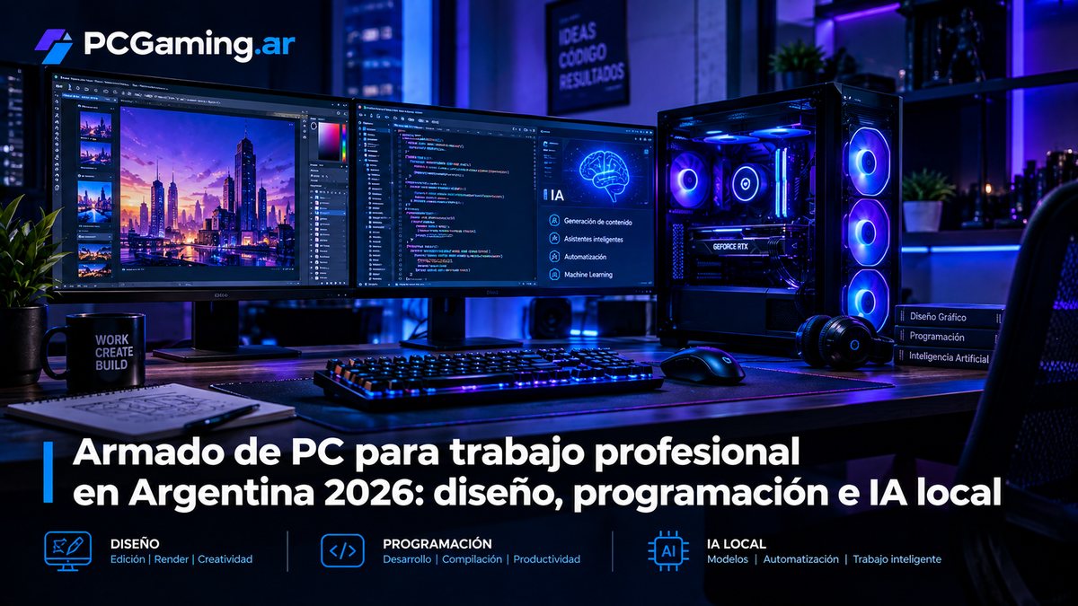 Armado de PC para trabajo profesional en Argentina 2026: diseño, programación e IA local