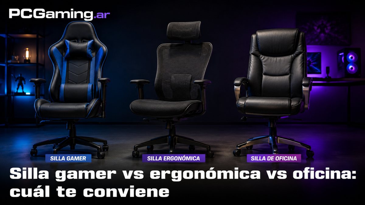 Silla gamer vs ergonómica vs de oficina: cuál te conviene según cuántas horas la usás